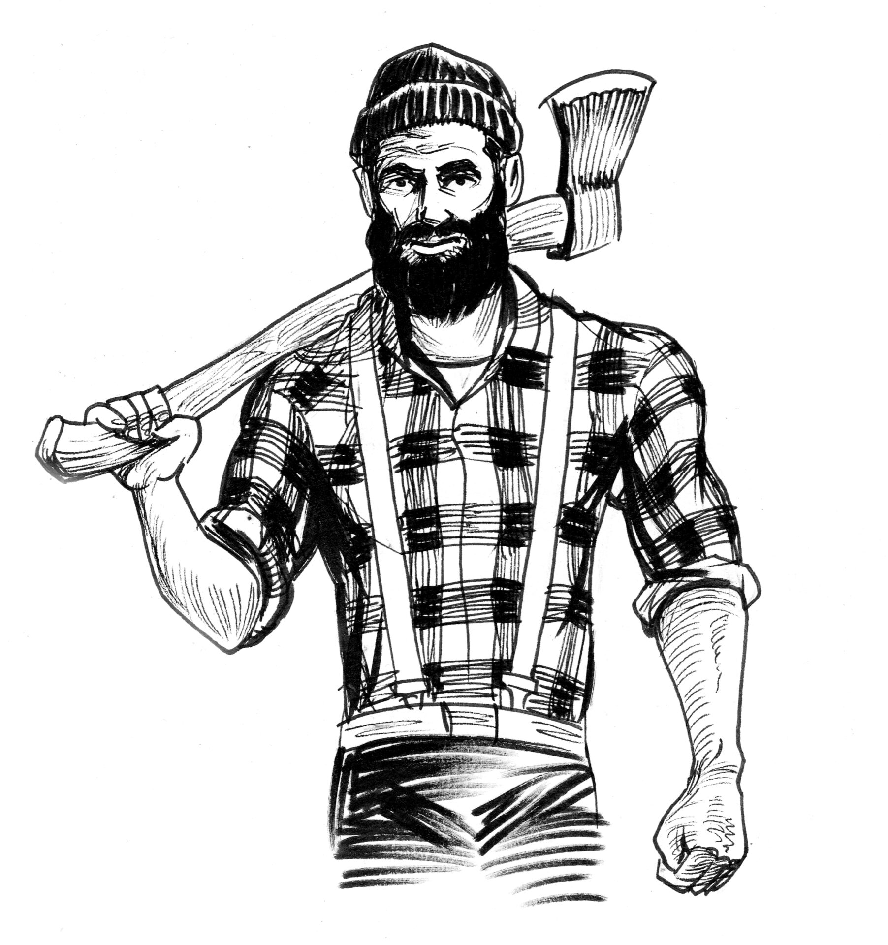 Björn i Bergkarlås - skissad skogshuggare